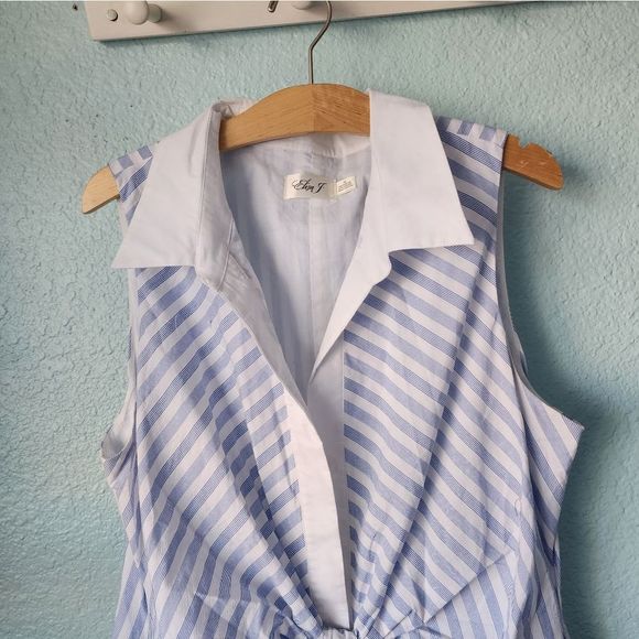 Eliza J Blue and White Buttoned Sundress - Picture 5 of 16